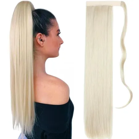 bardzo jasny blond naturalny kucyk